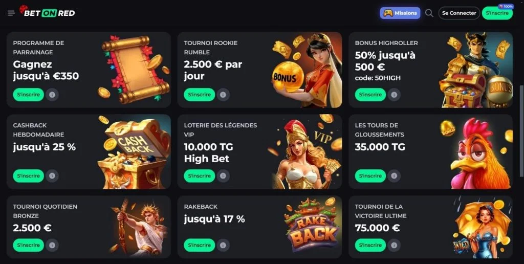 BetOnRed Casino desktop view