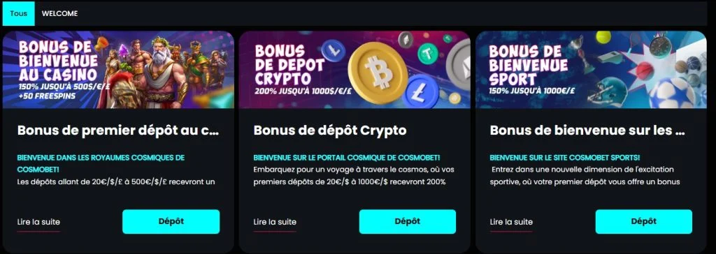 Cosmobet Casino mobile view