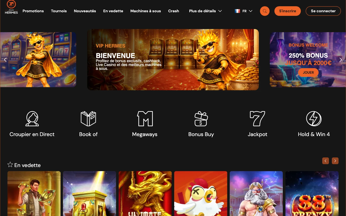 Hermes Casino desktop view