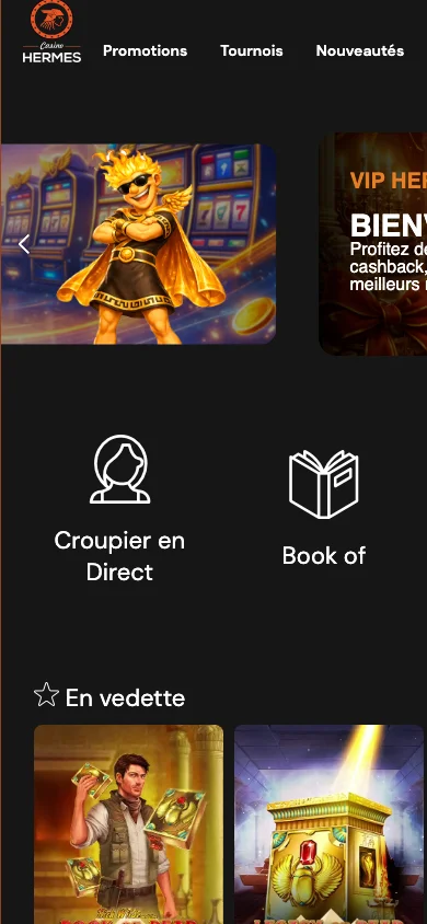 Hermes Casino mobile view