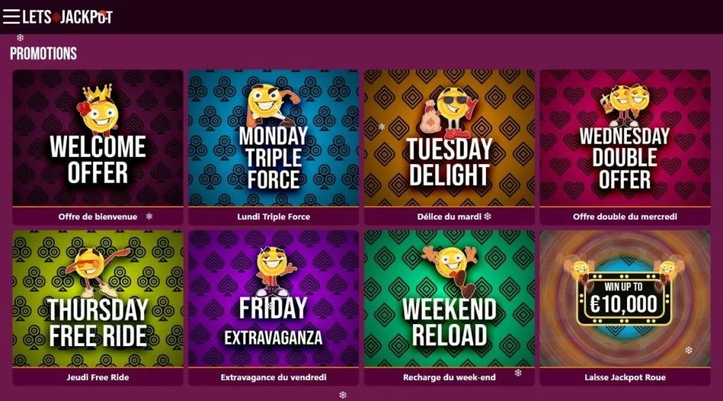 Let's Jackpot Casino mobile view