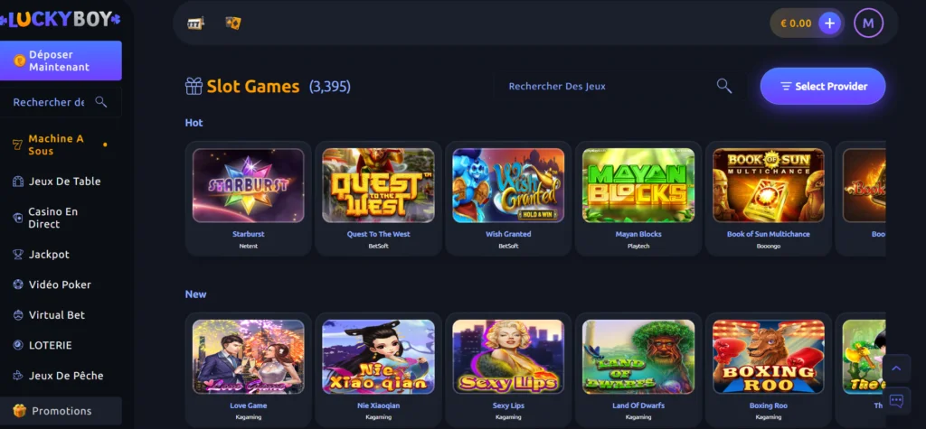 LuckyBoy Casino mobile view