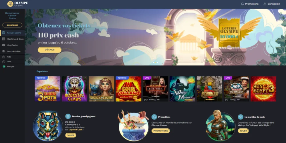 Olympe Casino desktop view