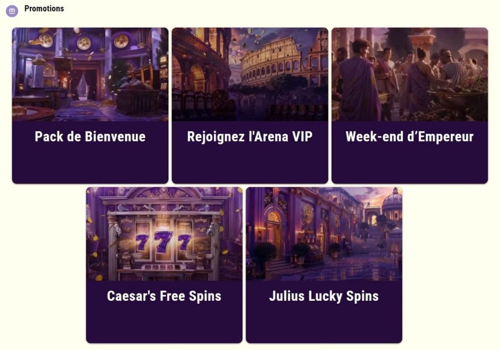 Bonus et promotions sur Julius Casino